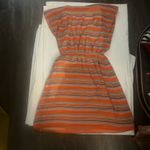 Expresso Striped Short Sleeve Gathered Dress S 80s Prints Rainbowcore Classic Red Photo 5