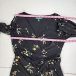 Ralph Lauren Lauren  Black Floral Midi Dress Faux Wrap Tie Waist Long Sleeve S Photo 5