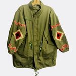 INA 3 x $50  oversized green cotton embroidered jacket size S/M pockets Photo 0