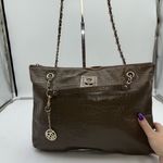 DKNY  Croc Embossed Leather Adjustable Woven Chain Tote Photo 2