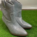 Forever Women’s Size 5.5 Silver Rhinestone Western Ankle‎ Boots Glam Bedazzled Photo 3