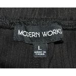 Modern Works Ladies L Black Ribbed Casual Pull On Pants Pockets Wide Leg Comfy Size L Photo 4