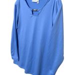 Susan Graver  Blue Blouse Shirt Jewel Detail Neck Cut Out Stretch Womens XS Photo 1