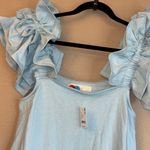 Free People NEW!  BEACH Josie X-Large Mini Dress Chic Ruffled Sleeves Light Blue Photo 1