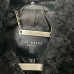 NWT Ted Baker Basile Shearling Collar Harrington Black Leather Jacket Size 3 Size M Photo 3