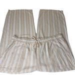 Gap Pants Womens XL Khaki Linen Blend Striped Pull On Wide Leg Boho 27” Photo 0