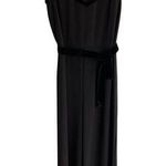 Black Sheer Panel Velvet Trim Straight Leg Jumpsuit Size 12 Office Siren Career Photo 0