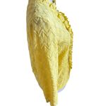 Vtg 1960s pointelle scallop ruffle cardigan sweater small butter yellow Photo 3