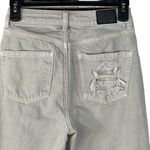 American Eagle  SZ 00 Mom Straight Jeans Mid-Rise Distressed Rips Pockets Gray Photo 4