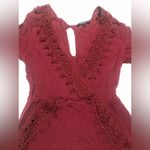 Ambiance Women’s Burgundy Romper 3/4 Sleeve Lace Deep V Cut Romper Size M Size M Photo 3