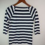 J. Crew XS Navy White Striped Zippers Top Blue Photo 5