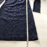 Aidan Mattox Womens Blue Lace Long Sleeve Sheath Cocktail Dress Sz 2 Deep V Back Photo 7