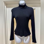 Caslon Black Ribbed Turtleneck Waffle Hem Sweater Size MP Photo 1