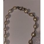 Fresh Water Pearl & Aqua Tear Drop Crystal Statement Necklace Glamorous Jewelry Silver Photo 11