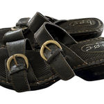 B.O.C. Born Concepts Bensi Wedge Sandal Sz 9 Black 2 Strap Double Buckle Casual Photo 0