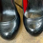 Women’s Black Leather Embroidered Pump Heels 7.5 Photo 1
