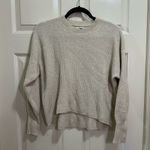 American Eagle Crewneck Long Sleeve Ribbed Sweater Size Small Cream Tan Photo 0