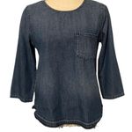 Madewell  Chambray Denim‎ Drop-Hem Top Size Small Photo 0