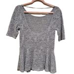 Free People NEW GRAY LACEY SECOND CHANCE SHORT SLEEVE PEPLUM TOP M Photo 6