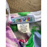 Jams World  Women's Blouse Set Button-down Cami Blue Floral Hawaiian Large Medium Photo 2