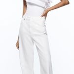 ZARA  Ribbed Ruffled Asymmetrical Thong Bodysuit White Size Large New Photo 2