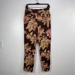 Ralph Lauren Lauren Floral Linen Blend Pants Womens Size 6 Brown Pink Beige Photo 1
