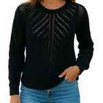 Chelsea & Theodore Crochet Knit Sheer Sweater Navy Blue Jr Size XL Photo 0