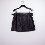 Free People  Charli Faux Vegan Leather Buckle Detail Moto Mini Skirt Black 10 Photo 0