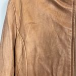 Vintage leather factory brown tan zip up coat size large Photo 3