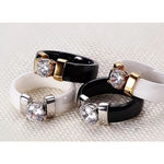 Boutique NEW Women’s 1Ct‎ Simulated Diamond Ceramic Ring White & Silver Size 7 Photo 5