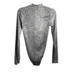 Nike Python Gray and White Snakeskin Long Sleeve Bodysuit Photo 2