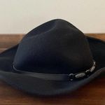 Scala  All Wool Felt Western Band Fedora Hat Black Wide Brim One Size Fits Most Photo 3