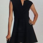 Halston Heritage V-Neck Fit Flare Ponte Knit Mini Dress, Sz 2 Navy EUC Photo 7