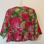 Ruby Rd. Pink and Green Floral Gold Zipper Jacket Size 10P Photo 4