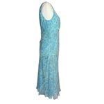 Ann Taylor  Vintage Y2K Bias‎ Cut Silk Blue Paisley Midi Dress 10 Fairy Babydoll Photo 2