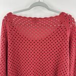 Loft Pink Open Knit Crochet Cotton Sweater Large Women's Pullover Photo 6