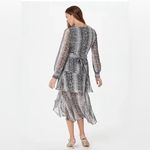 Sam Edelman NWT  Snakeskin Tiered Ruffle Long Sleeve Midi Dress Grey Plus Size 1X Photo 1