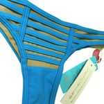 Beach Bunny  Women's Hard Summer Skimpy Thong Bikini Bottom Tango Blue Size Large Photo 1