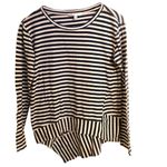 CAbi  navy & white long sleeve asymmetrical Top XS Photo 1