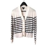 J.Crew Striped Cropped Button Front Cardigan White Navy X-Large Photo 1