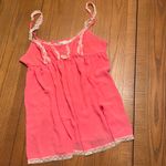 Victoria's Secret Sheer Lace Chamise Babydoll Nightie Set Coral Pink Size Medium Photo 2