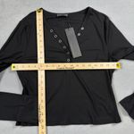 S.DEER Concept Top Womens XL Black Ribbed Snap Button Long Sleeve Shirt S Deer Photo 2