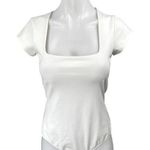Free People Intimately White Short Sleeve Square Neck T Shirt Bodysuit Top Sz M Photo 0