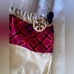 Tory Burch Canvas Drawstring Dust Bag 21" x 22" Metal Logo Charm Off White, Pink Photo 9