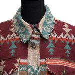 La Miel Southwest Aztec Print Button Front Shacket Women's Size Small Distressed Photo 1