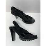 Pedro Garcia Shoes Womens Size 8.5 Black Open Toe Yuval Slingback Leather Sandal Photo 8