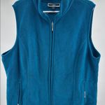Karen Scott sport 1X Teal Fleece Vest plus size pockets zip up outdoor athletic Blue Photo 2
