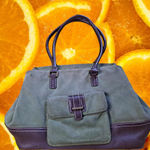 Eddie Bauer  Green Faux Suede Tote Bag Shoulder Purse‎ Photo 0