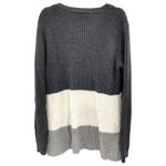 Polly & Esther Knit Sweater Size Large Black Grey White Color Block Boho Photo 3