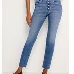 Good American NWT  Blue Buttonfly Highrise Stretch Good Classic Jeans Photo 4